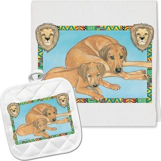 Rhodesian Ridgeback Kitchen Dish Towel & Pot Holder Gift Set