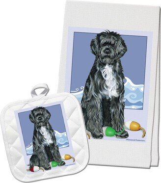 Portuguese Water Dog Kitchen Dish Towel & Pot Holder Gift Set