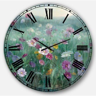 Designart Floral Farmhouse Oversized Metal Wall Clock - 36 x 36