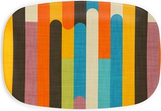 Serving Platters: Retro Colorblock Sticks - Multi Serving Platter, Multicolor