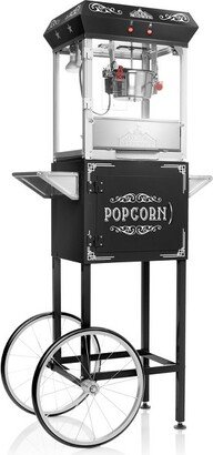 Olde Midway Vintage-Style 4 oz Popcorn Popper Machine Maker with Cart, Black