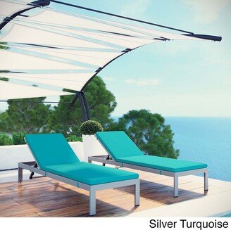 Shore Set of 2 Outdoor Patio Aluminum Chaise with Cushions