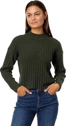Mockneck Crop Sweater (Heather Dark Forest) Women's Sweater