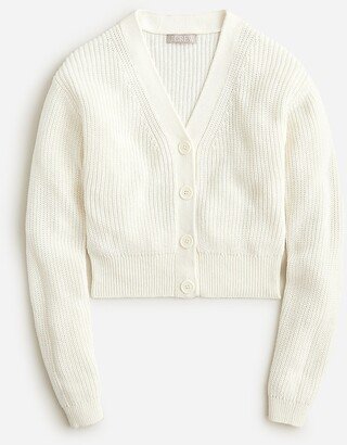 Cotton-blend cropped V-neck cardigan sweater