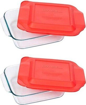 Easy Grab 4-Piece Glass Baking Dish Set with Lids, 2-Qt Glass Bakeware Set