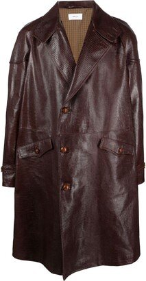 Textured-Finish Leather Coat