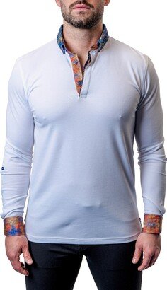 Newton Cloud White Long Sleeve Polo