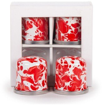 Red Swirl Enamelware Collection Salt and Pepper Shakers, Set of 2