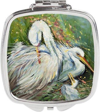 JMK1210SCM White Egret in the Rain Compact Mirror