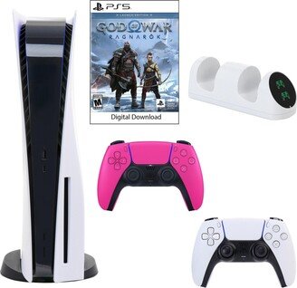 Sony PlayStation 5 Core Console with God of War: Ragnarok with Dual Charger and DualSense Controller in Pink