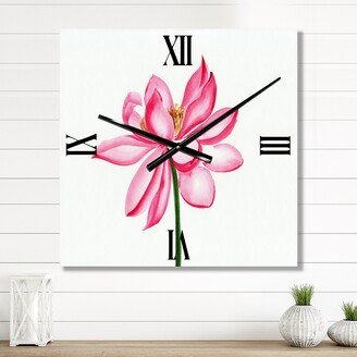 Designart 'Vintage Detail of A Pink Lotus' Traditional Large Wall Clock