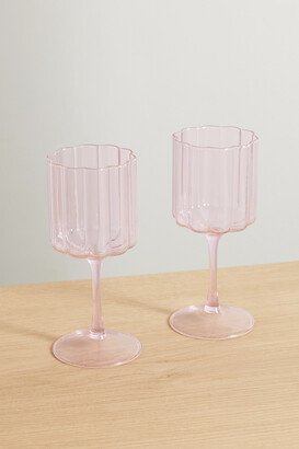 Fazeek - Wave Set Of Two Wine Glasses - Pink