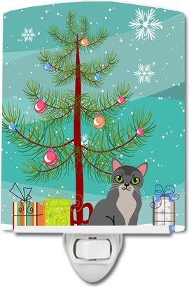 Asian Cat Merry Christmas Tree Ceramic Night Light