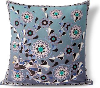 Amrita Sen Designs Amrita Sen Leafy Peacock Circles Indoor Outdoor Pillow