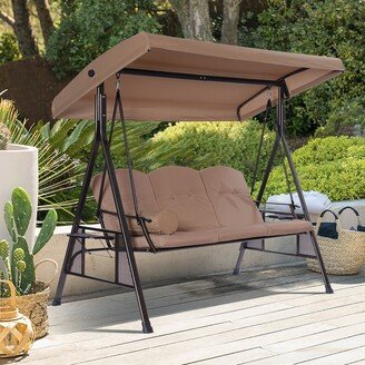 RASOO 3-Person Sunshade Porch Swing Chair - Sturdy Steel Frame-AA