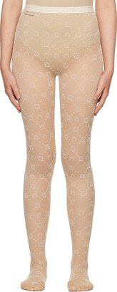 Beige Moonogram Tights