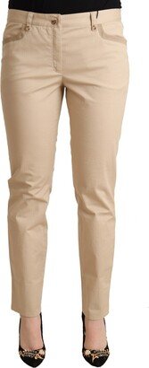 Beige Cotton Stretch Skinny Trouser Women's Pants