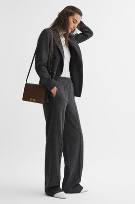 Petite Double Breasted Wool Blend Suit Blazer