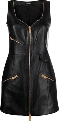 Sweetheart-Neckline Lambskin Mini Dress