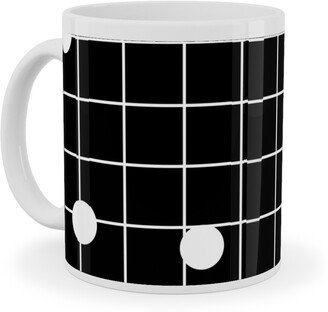 Mugs: Dot Line - Black And White Ceramic Mug, White, 11Oz, Black