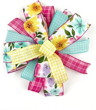 Pre-Made Floral Wreath & Lantern Bow, Spring Summer Embellishment