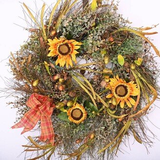 Fall Wreath, Front Door Wreath For Fall, Autumn Thanksgiving Sunflower