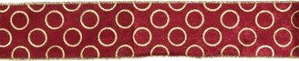 Northlight Red and Gold Circle Wired Christmas Craft Ribbon 2.5