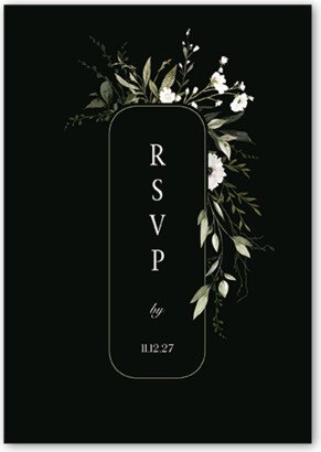 Rsvp Cards: Floral Filigree Wedding Response Card, Black, Matte, Signature Smooth Cardstock, Square