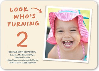 Boy Birthday Invitations: Take A Look Birthday Invitation, Beige, 5X7, Matte, Signature Smooth Cardstock, Rounded