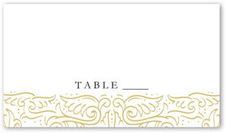 Wedding Place Cards: Filigree Border Wedding Place Card, Grey, Placecard, Matte, Signature Smooth Cardstock