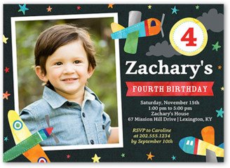 Boy Birthday Invitations: Airplane Spectacle Birthday Invitation, Grey, Matte, Signature Smooth Cardstock, Square