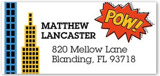 Address Labels: Superhero Address Label, Yellow, Matte