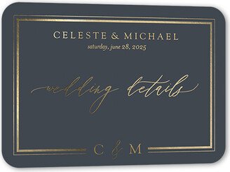 Enclosure Cards: Sensational Shine Wedding Enclosure Card, Gray, Gold Foil, Personalized Foil Cardstock, Rounded