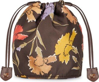 Floral-Print Drawstring Pouch