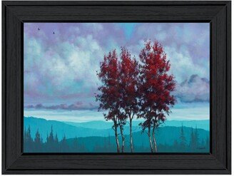 Two Red Trees by Tim Gagnon, Ready to hang Framed Print, Black Frame, 21