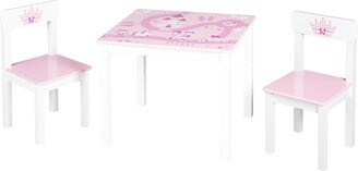 Roba-Kids Roba Table & 2 Chair Set, Wood, Children's Seating Group, Princess/Castle/Unicorn/Pink Design, Toddler & Kids, Ages 2+