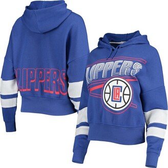 Women's Royal La Clippers Throwback Stripe Pullover Hoodie