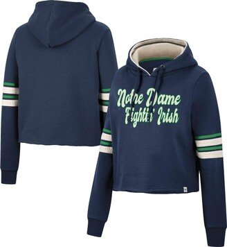 Women's Navy Notre Dame Fighting Irish Retro Cropped Pullover Hoodie