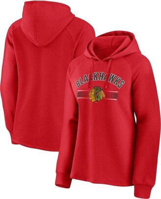 Women's Branded Red Chicago Blackhawks Perfect Play Raglan Pullover Hoodie