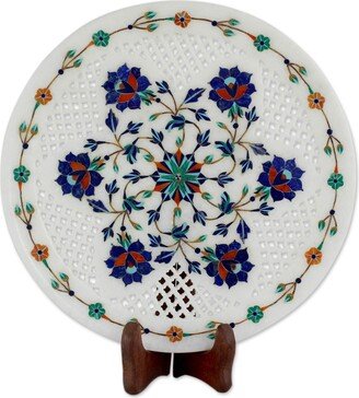 Handmade Floral Muse Marble Inlay Decorative Plate