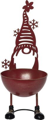 Metal 15.25 in. Red Christmas Gnome Bowl Decor