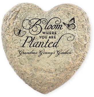 Garden Stones: Butterfly Accent Garden Stone, Heart Shaped Garden Stone (9X9), White