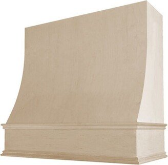 Unfinished Wood Sloped Front Range Hood For Kitchen With Decorative Molding 30