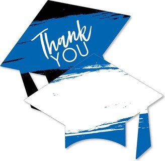 Big Dot of Happiness Blue Grad - Best is Yet to Come - Shaped Thank You Cards - Royal Blue Grad Party Thank You Note Cards with Envelopes - Set of 12