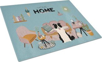 CK7963LCB Black White Border Collie Sweet Home Glass Cutting Board