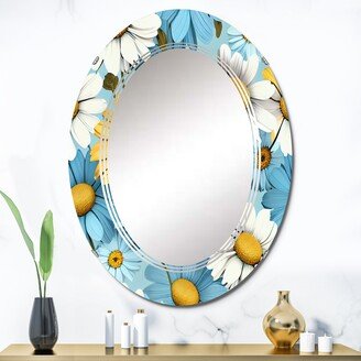 Designart 'Blossoming Pastel Wildflowers On Light Blue I' Printed Floral Bouquet Wall Mirror