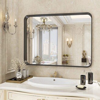 YVANLA Wide Edge Wall Mirror Rectangle Bathroom Metal Frame Vanity Mirror