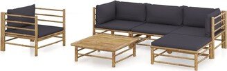 6 Piece Patio Lounge Set with Dark Gray Cushions Bamboo - 25.6 x 27.6 x 23.6