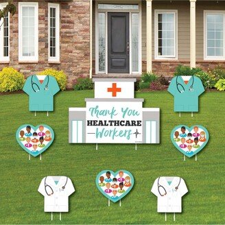 Big Dot Of Happiness Thank You Healthcare Workers - Yard Sign & Outdoor Lawn Decor - Set of 8