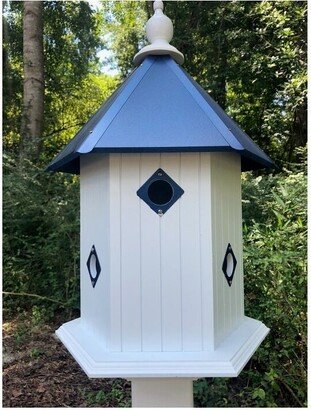 Bird House - 6 Nesting Compartments Handmade Large Metal Predator Guards Weather Resistant Pole Not Included Birdhouse Outdoor